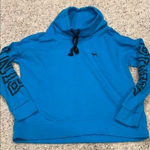 PINK turquoise funnel neck sweatshirt L